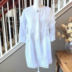 Zara Eyelet Ruffle Poplin Dress